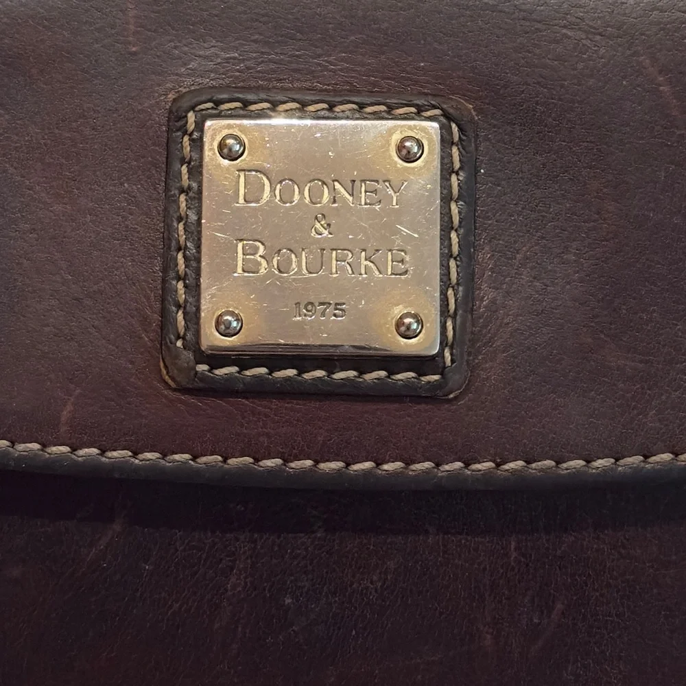 DOONEY & BOURKE ~ Dark Brown Long Leather Wallet with Fall Color Paisley Print